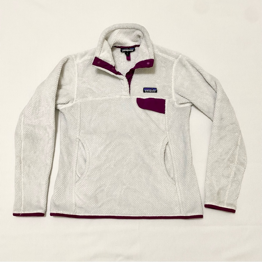 Patagonia Women’s Re-Tool Snap T Pullover Fleece Jacket Gray Purple